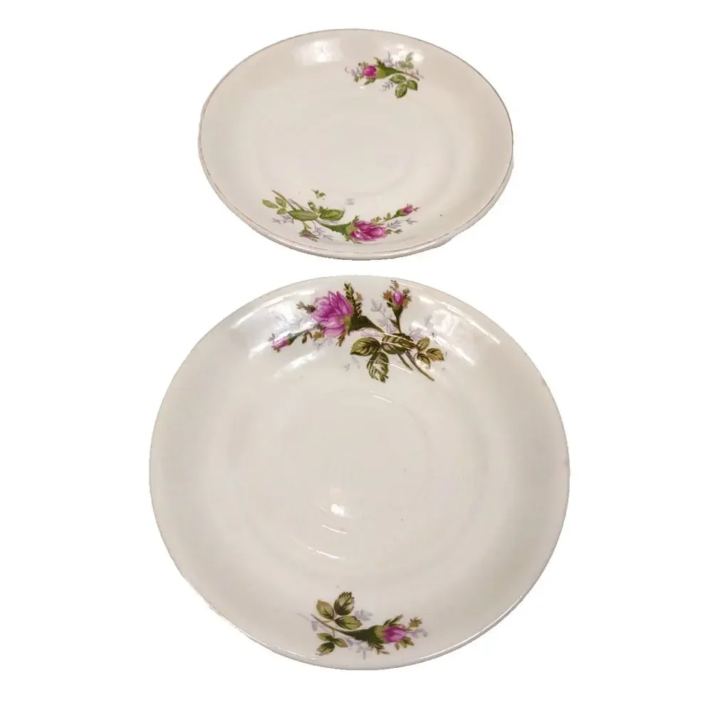 Set of 2 Moss Rose Replacment Saucers Only NO CUPS 5.5